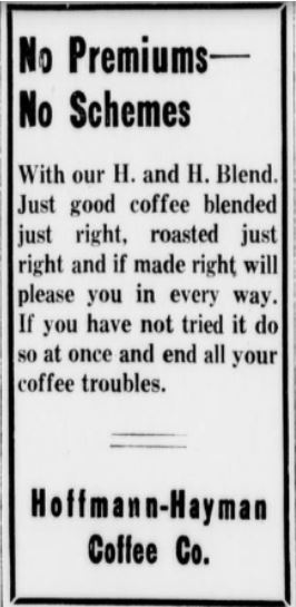 Short boxed lines: no premiums, no schemes, H. and H. Blend, Hoffmann-Hayman split footer